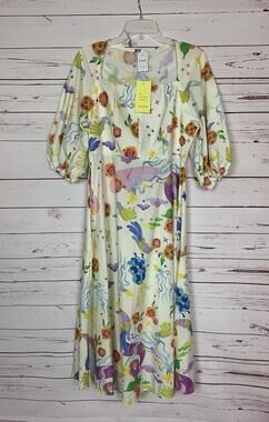 ETHNC Women’s M Medium Indian Pakistan 3/4 Sleeves Cute Long Dress NEW With TAGS